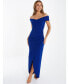 Women's Scuba Crepe Ruched Bardot Maxi Dress