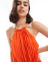 ASOS DESIGN halter neck pleat frill maxi dress in tomato