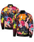 Men's Black Looney Tunes Graphic Satin Full-Snap Jacket