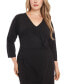 Plus Size Side-Knot 3/4-Sleeve Dress