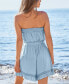 Women's Light Blue Ruffled Wide Leg Tube Romper