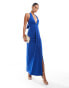 Flounce London halterneck maxi dress in cobalt