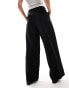 Vero Moda Petite wide leg dad trousers in black