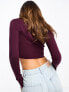 Pacsun pointelle long sleeve v-neck top in wine