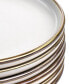 Flat, Raised Rim, Gold-Tone Trim Alejandro 6 Piece Stoneware Salad Plate Set, Service for 6