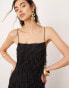 ASOS EDITION textured fringe cami maxi dress with low back in black