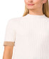 Women's Ribbed Mock-Neck Contrast-Cuff Sweater