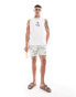 Hollister 5inch beach repeat print swim shorts in beige