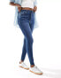 Bershka high waist ankle length skinny jean in mid blue