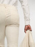 ASOS DESIGN wedding skinny suit trouser in linen mix in gingham in camel