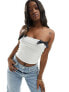 Kaiia contrast bow detail bandeau top in white