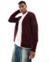 ASOS DESIGN relaxed knitted cardigan with aztec pattern in burgundy