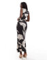 ASOS DESIGN co-ord slinky maxi skirt in oversized mono floral