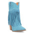 Dingo Crazy Train Fringe Embroidery Pointed Toe Cowboy Booties Womens Blue Casua