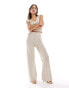 Pretty Lavish crochet flare trouser co-ord in beige