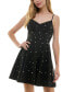 Juniors' Sweetheart-Neck Imitation-Pearl Dress