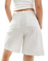 Mango pinstripe tailored shorts in white