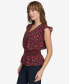 Women's Printed Smocked Cap-Sleeve Top