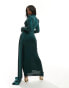 VL The Label maxi ruched high neck dress in dark green