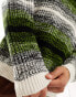 ASOS DESIGN knitted oversized jumper in green ombre stripe