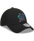 Men's Black Miami Marlins Logo 39THIRTY Flex Hat