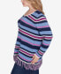 Plus Size Lets Rendez-Blue Printed Long Sleeve Sweater