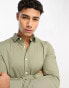 New Look muscle fit poplin shirt in light khaki