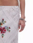 Topshop Satin Bias midi skirt in table cloth floral print