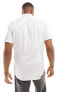 ASOS DESIGN slim sateen short sleeve shirt in white