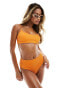 Monki mix and match crinkle high waisted bikini bottom in orange