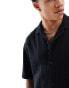 Pull&bear short sleeve textured shirt in black