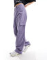 Dr Denim Donna Cargo wide straight fit cargo trousers in lavendar blue granite