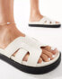 Stradivarius faux leather sandal in white