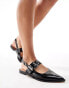 schuh Lorellea slingback flat shoes with buckle in black