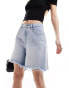 Emory Park light denim jort shorts with distresseed edges