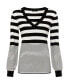 Women's L/S Varied Stripe V-Neck Sweater