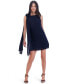 Petite Draped-Shoulder Boat-Neck Mini Dress