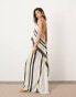 ASOS EDITION high cowl neck maxi dress with open back in scarf stripe print