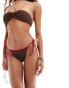 COLLUSION crochet bikini bottoms with red binding co-ord in brown