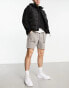 ASOS DESIGN slim carpenter shorts in mid length with heavy wash in grey