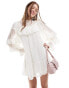 Miss Selfridge lace frill smock dress in ivory