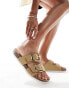 New Look double strap flat slip on sandal in stone