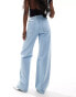 Stradivarius wide leg jean with embellishments in light blue