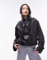 Topshop faux leather cropped trench jacket in black