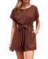 Women's Maroon Waffle Knit Belted Romper