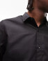 Topman long sleeve slim fit smart shirt in black