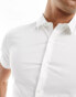 New Look short sleeved muscle fit poplin shirt in white