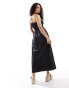 Pimkie shirred bandeau maxi dress in black