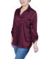 Petite 3/4 Sleeve Roll Tab Satin Blouse