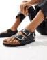 Birkenstock Milano big buckle sandals in black oiled leather